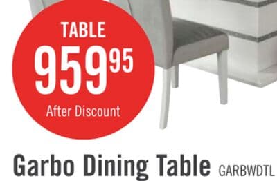 Garbo Dining Table with Glass Insert, Pedestal Base, Glam, 78.75"W - White