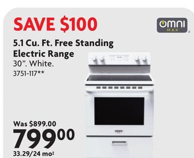 5.1 Cu. Ft. Free Standing Electric Range