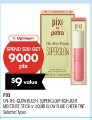 PIXI ON-THE-GLOW BLUSH, SUPERGLOW HIGHLIGHT MOISTURE STICK or LIQUID GLOW FLUID CHEEK TINT