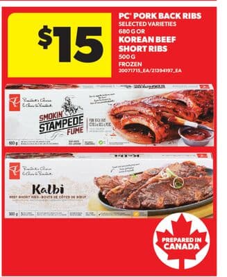 PC® PORK BACK RIBS SELECTED VARIETIES 680 G OR KOREAN BEEF SHORT RIBS 500 G