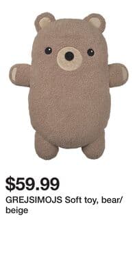 GREJSIMOJS Soft toy, bear/beige