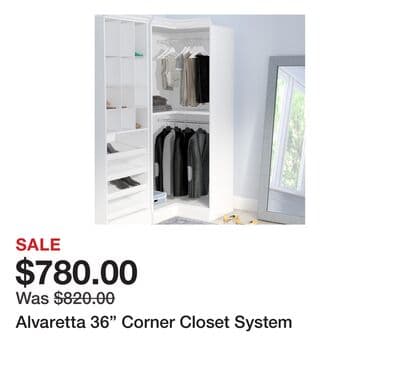 Alvaretta 36" Corner Closet System