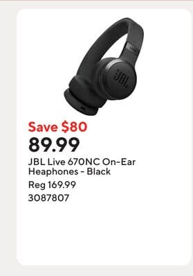 JBL Live 670NC On-Ear Heaphones - Black