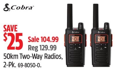 Cobra 50km Two-Way Radios, 2-Pk.