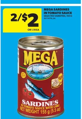 MEGA SARDINES IN TOMATO SAUCE, 155 G