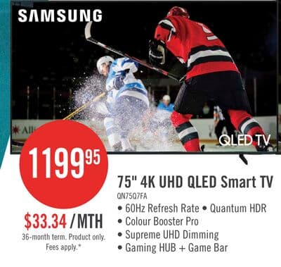 SAMSUNG 75" Q7F QLED 4K UHD Vision AI Smart Tizen OS TV (QN75Q7FAAFXZC) - 2025 Model