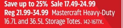 Mastercraft Heavy-Duty 16.7L and 36.5L Storage Totes