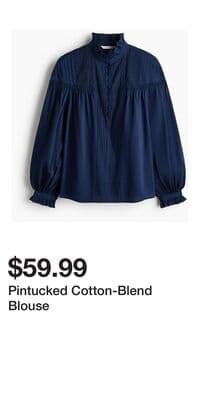 Pintucked Cotton-Blend Blouse