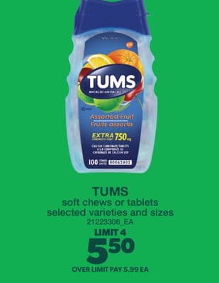 TUMS SOFT CHEWS OR TABLETS