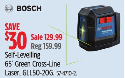 Bosch Self-Levelling 65´ Green Cross-Line Laser, GLL50-20G.