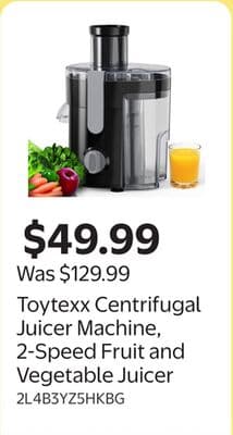 Toytexx Centrifugal Juicer Machine, 2-Speed Fruit and Vegetable Juicer