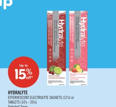 HYDRALYTE EFFERVESCENT ELECTROLYTE SACHETS (12's) or TABLETS (10's - 20's)
