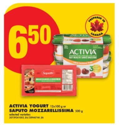 ACTIVIA YOGURT 12x100 g or SAPUTO MOZZARELLISSIMA 500 g