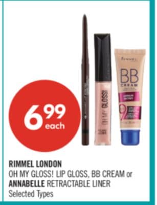 RIMMEL LONDON OH MY GLOSS! LIP GLOSS, BB CREAM or ANNABELLE RETRACTABLE LINER