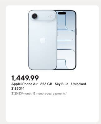 Apple iPhone Air - 256 GB - Sky Blue - Unlocked