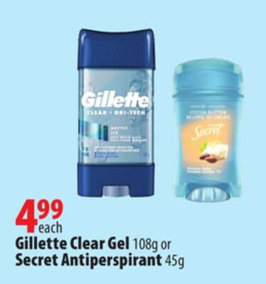 Gillette Clear Gel 108g or Secret Antiperspirant 45g