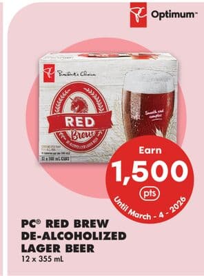 PC® RED BREW DE-ALCOHOLIZED LAGER BEER, 12 X 355 ML
