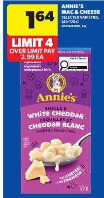 ANNIE'S MAC & CHEESE, 149-170 G