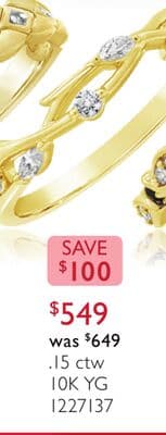 0.15CTW Diamond Stackable Vine Ring in 10K Yellow Gold