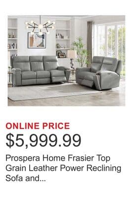 Prospera Home Frasier Top Grain Leather Power Reclining Sofa and Loveseat