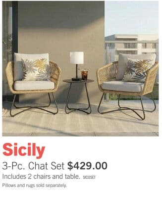 Sicily 3-Piece Outdoor Patio Conversation Set with 2 Chairs & Round Metal End Table - Resin Wicker, UV & Weather Resistant - Grey/Natural/Black