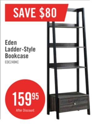 Eden 24" Ladder Style Open Bookcase with Drawer - Grey
