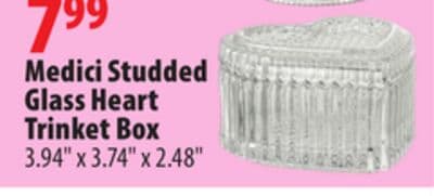 Medici Studded Glass Heart Trinket Box