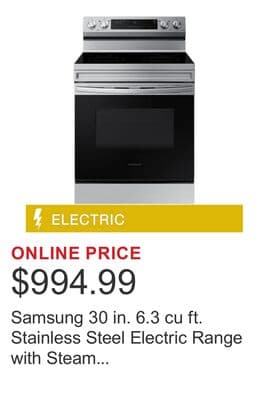 Samsung 30 in. 6.3 cu ft. Stainless Steel Electric Range with Steam Clean and Built-in Wi-Fi