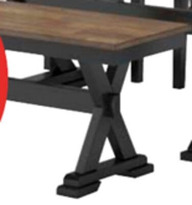 Raven Dining Bench, 48"W - Two-Tone Black & Brown