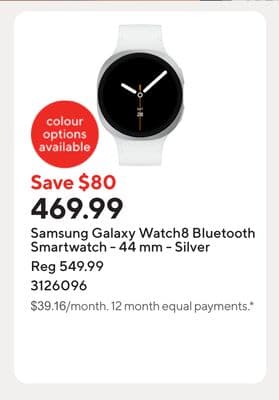 Samsung Galaxy Watch8 Bluetooth Smartwatch - 44 mm - Silver