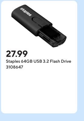 Staples 64GB USB 3.2 Flash Drive