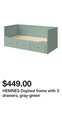 HEMNES Daybed frame with 3 drawers, gray-green
