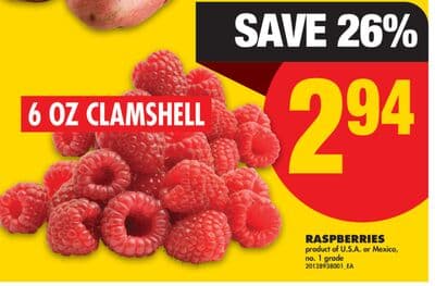 RASPBERRIES, 6 OZ CLAMSHELL