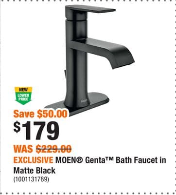 EXCLUSIVE MOEN® Genta™ Bath Faucet in Matte Black