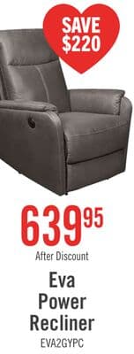 Eva 29.5" Faux Suede Power Reclining Chair - Dark Grey