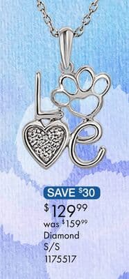 Sterling Silver 0.03CTW Diamond Love Pendant