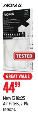 Merv 13 16x25 Air Filters, 2-Pk.