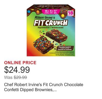 Chef Robert Irvine's Fit Crunch Chocolate Confetti Dipped Brownies, 18 × 40 g