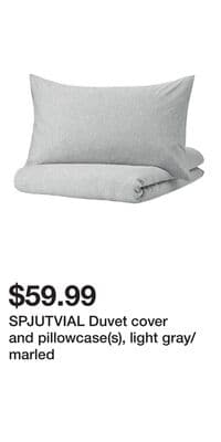 SPJUTVIAL Duvet cover and pillowcase(s), light gray/marled