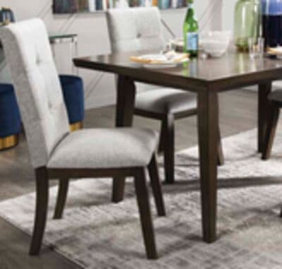 Chelsea 5pc Dining Set with Table & 4 Grey Chairs, 60"W - Grey/Brown