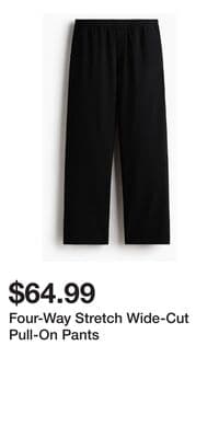 Four-Way Stretch Wide-Cut Pull-On Pants