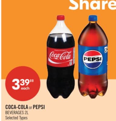 COCA-COLA or PEPSI BEVERAGES 2L
