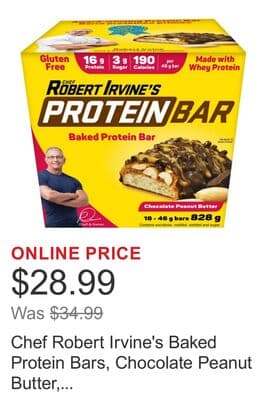 Chef Robert Irvine's Baked Protein Bars, Chocolate Peanut Butter, 18 × 46 g