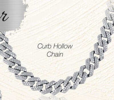 Sterling Silver Cubic Zirconia 20" Set Curb Chain