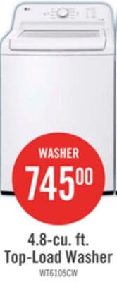 LG 4.8 Cu. Ft. Top-Load High-Efficiency Washer - White - WT6105CW