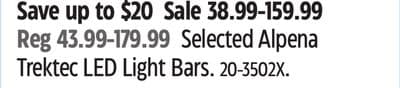 Selected Alpena Trektec LED Light Bars