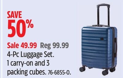4-Pc Luggage Set. 1 carry-on and 3 packing cubes.