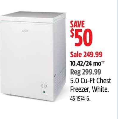 Master Chef 5.0 Cu-Ft Chest Freezer, White