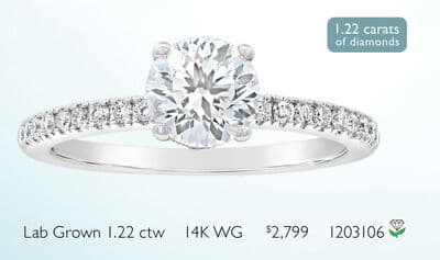 Blossom 14K White Gold Lab Grown 1.23CTW Diamond Solitaire Ring with Accents