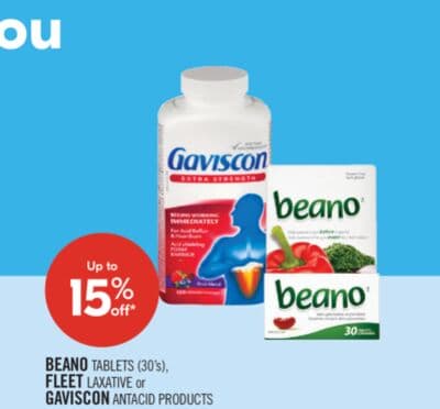 BEANO TABLETS (30's), FLEET LAXATIVE or GAVISCON ANTACID PRODUCTS